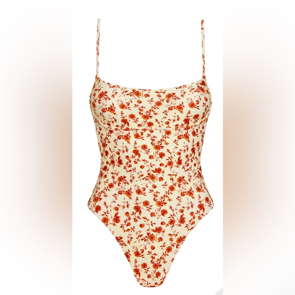 Monday Swimwear Floral One Piece - Cream and Red